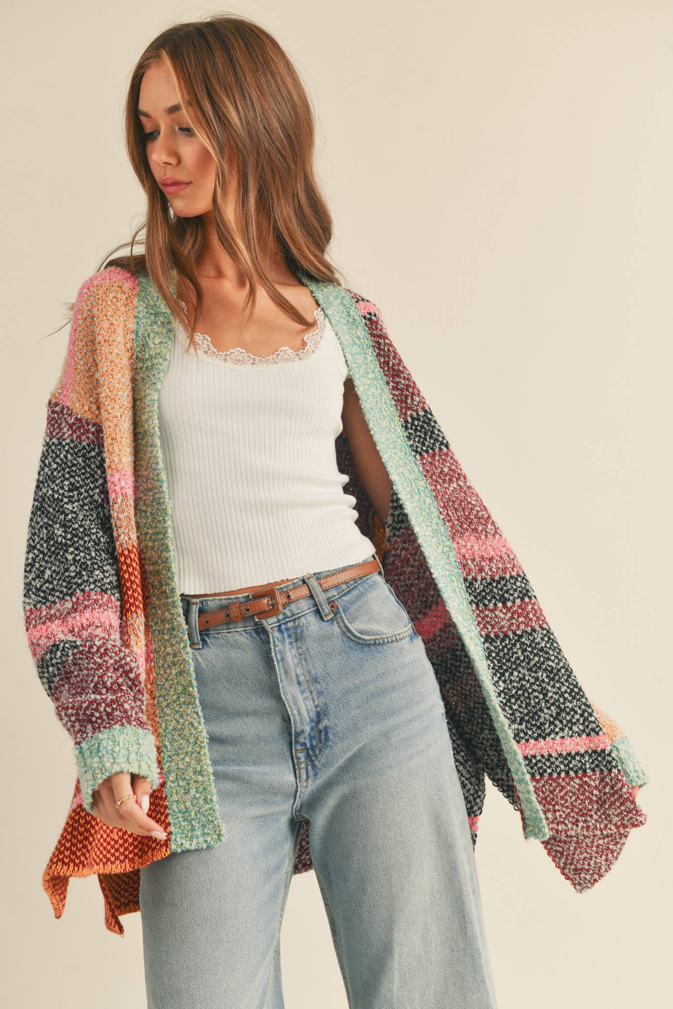 COLOR BLOCK CARDIGAN