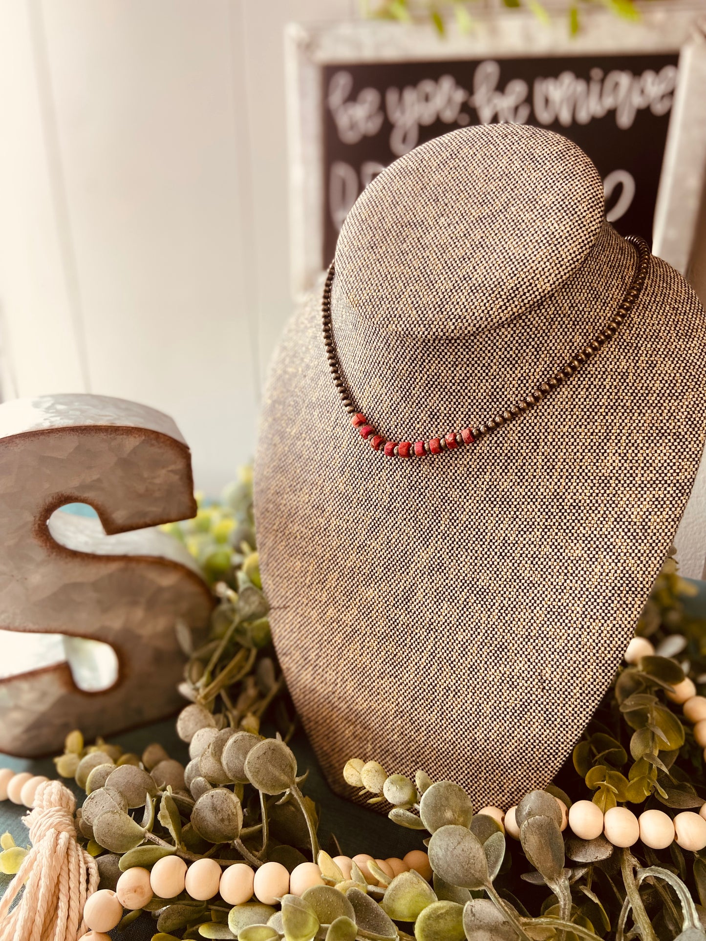 Navajo Pearl and Gemstone Necklace