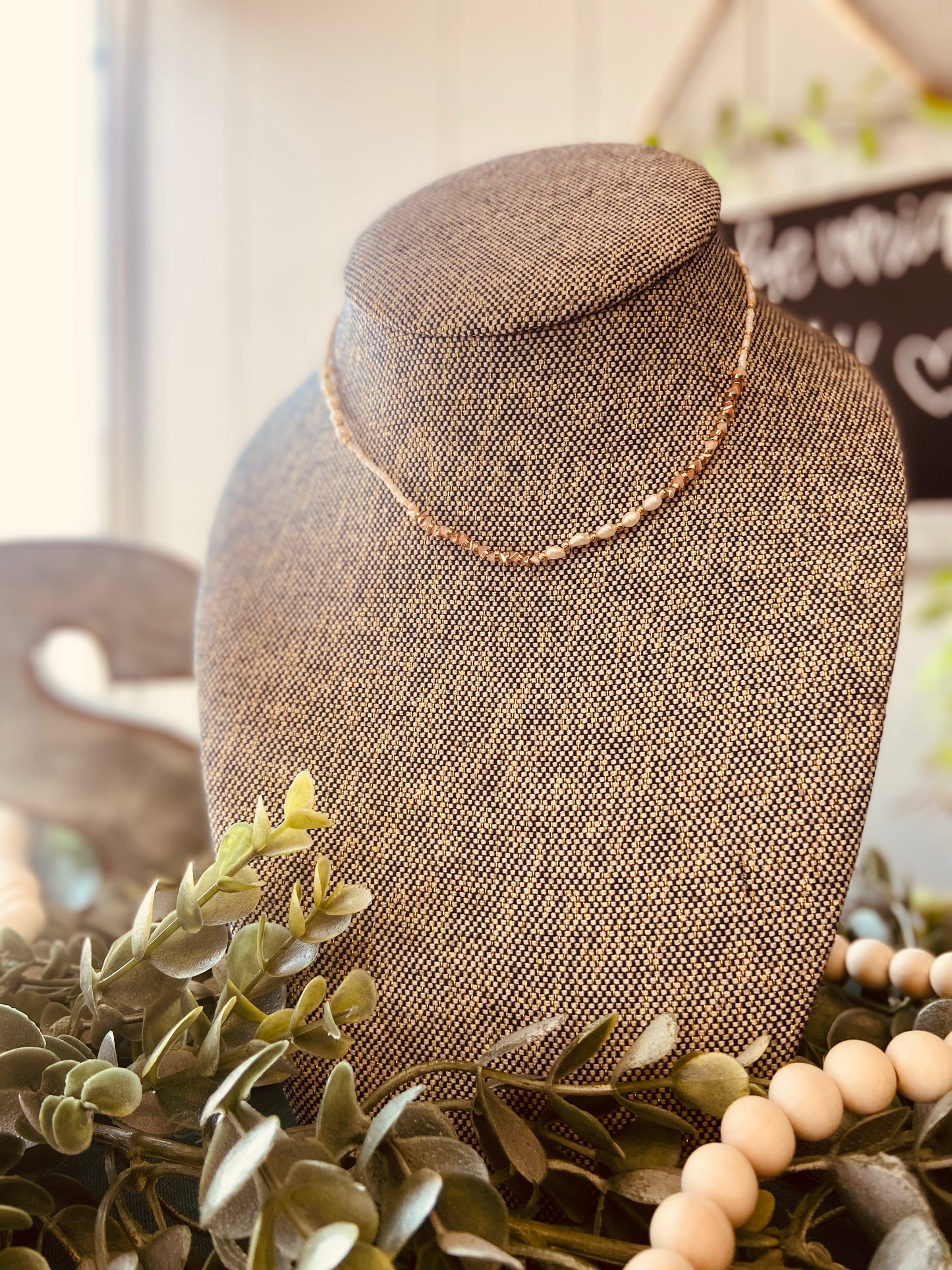 Glass and Metal Chain Necklace