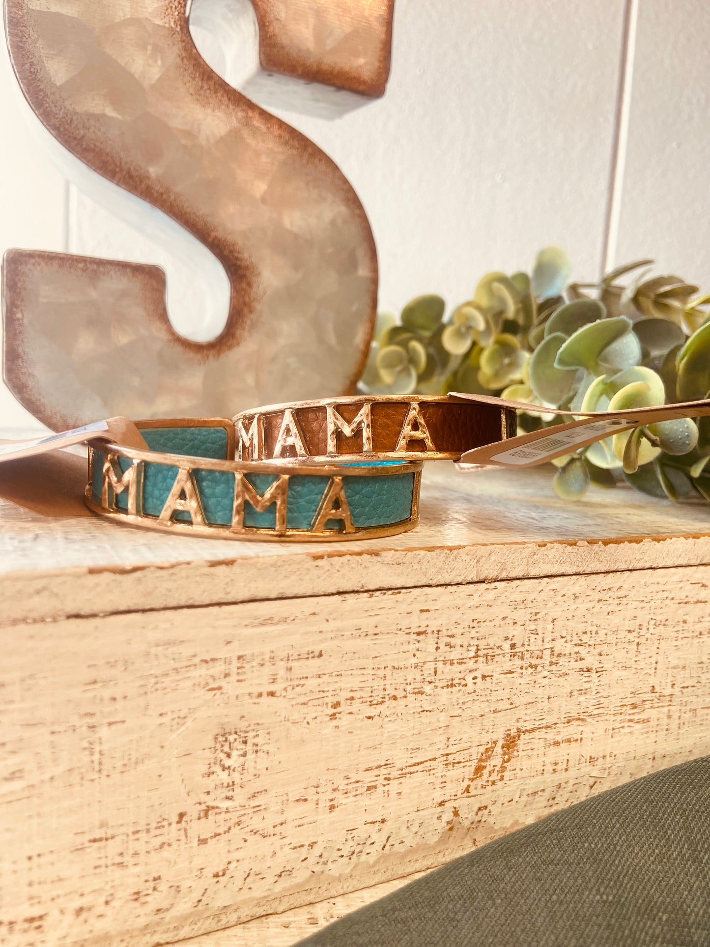 Faux Leather Mama Cuff Bracelet
