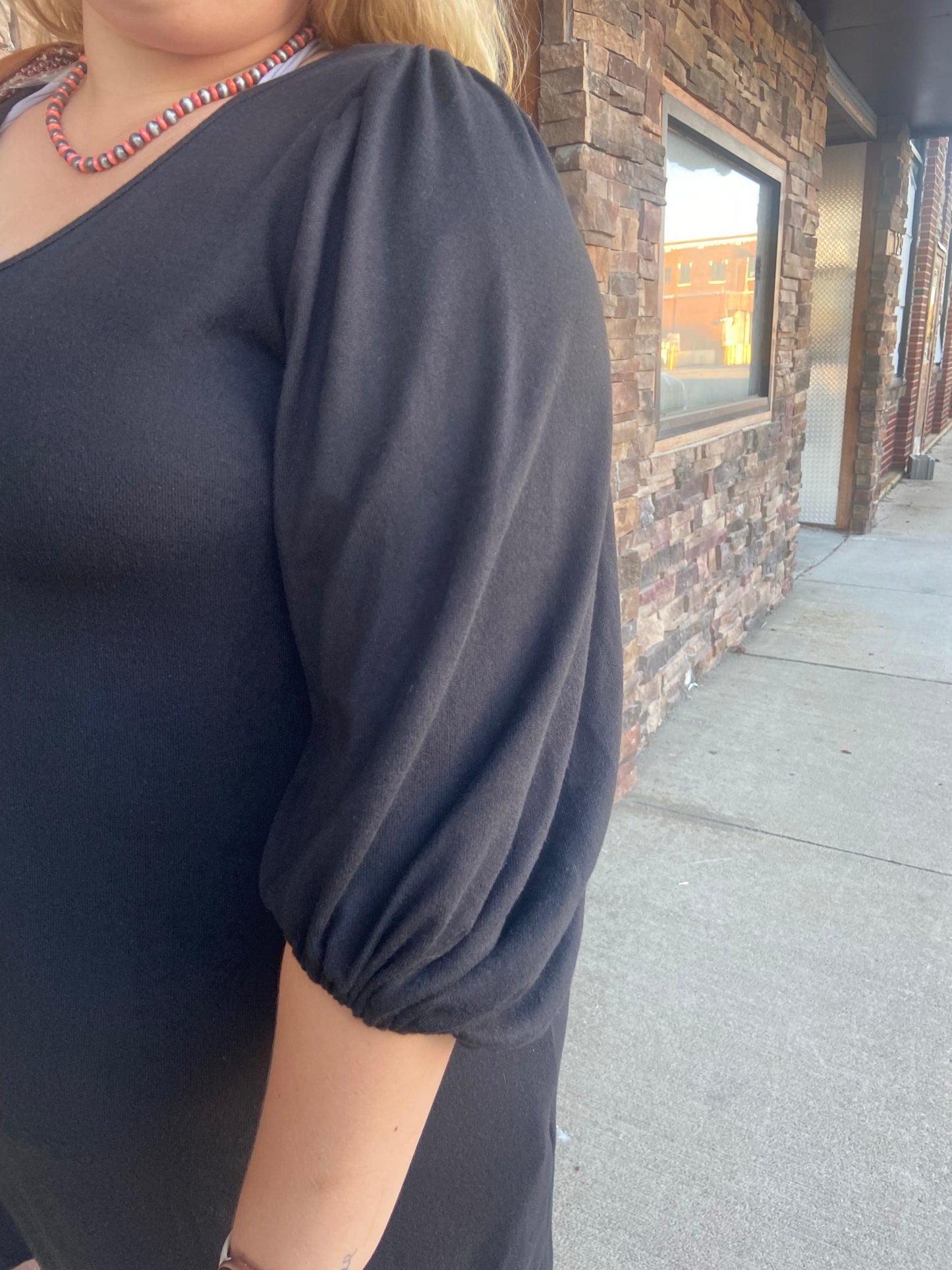 The Balloon Sleeve Black Dress