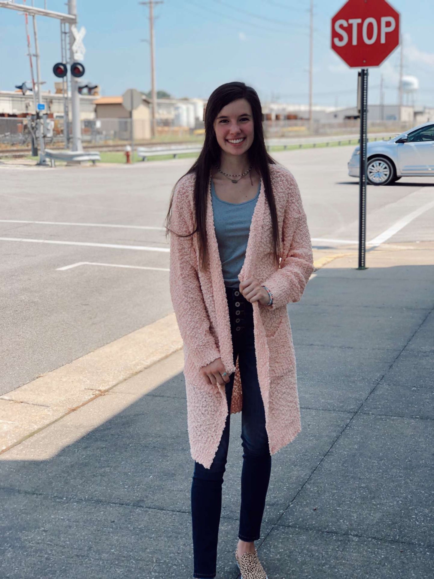 Peach Popcorn Sweater