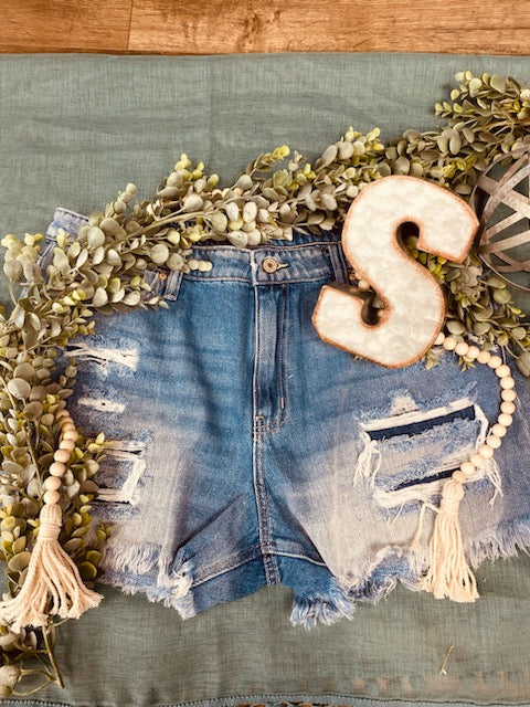 Curvy KanCan Distressed Mom Shorts