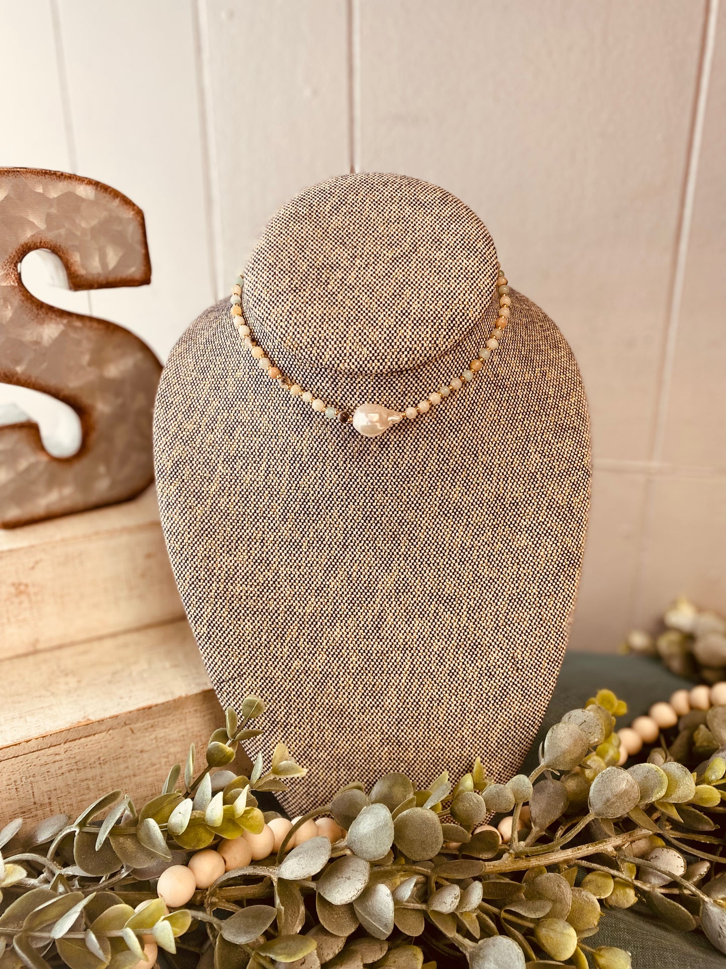 Natural Stone Pearl Necklace