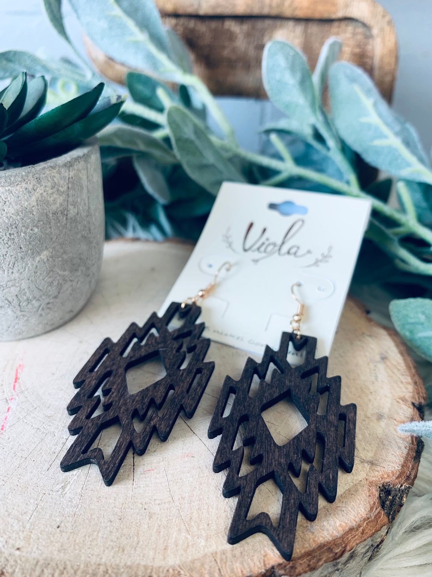 Wood Cut Out Earrings