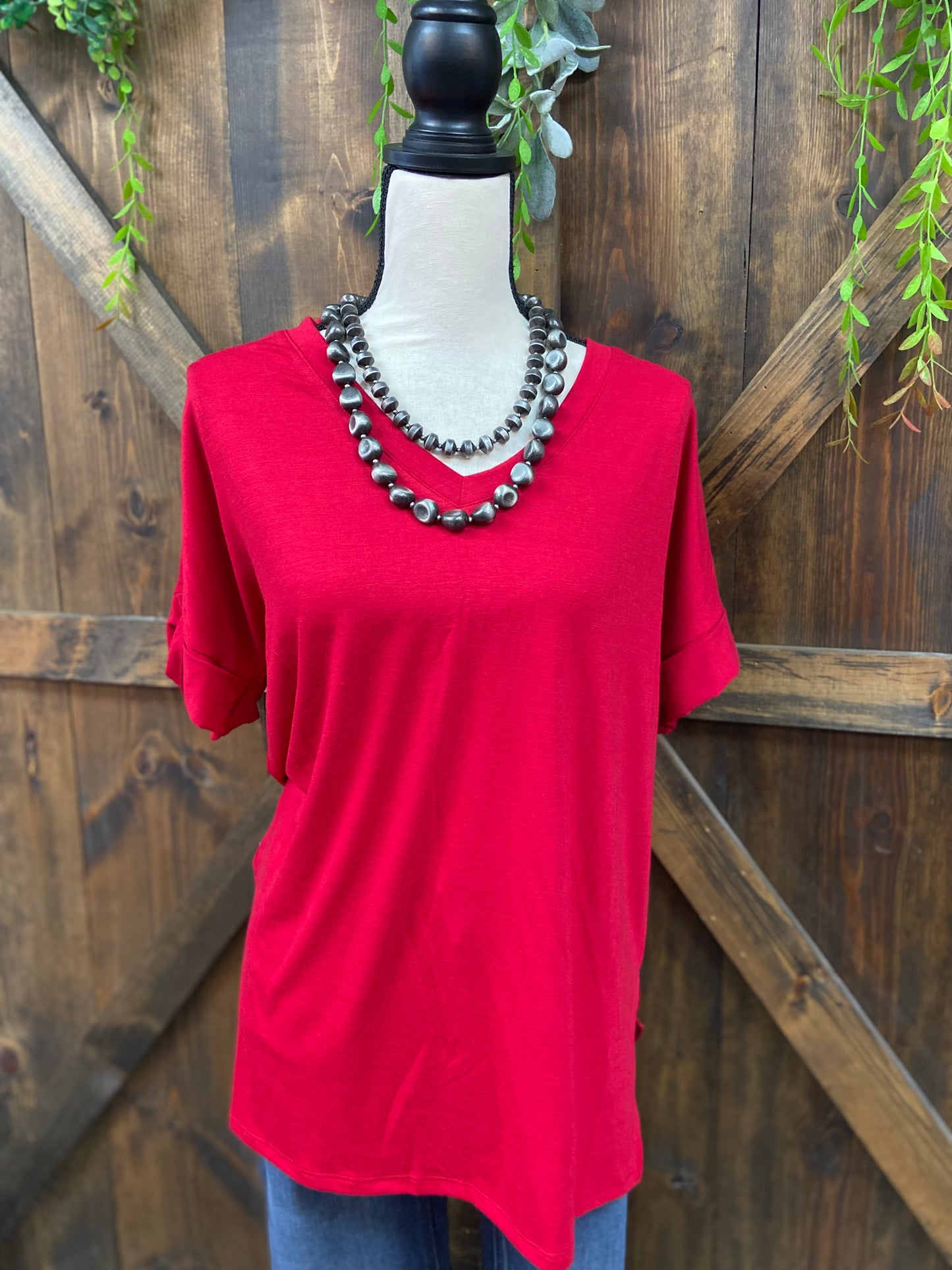 Rolled Short Sleeve Top