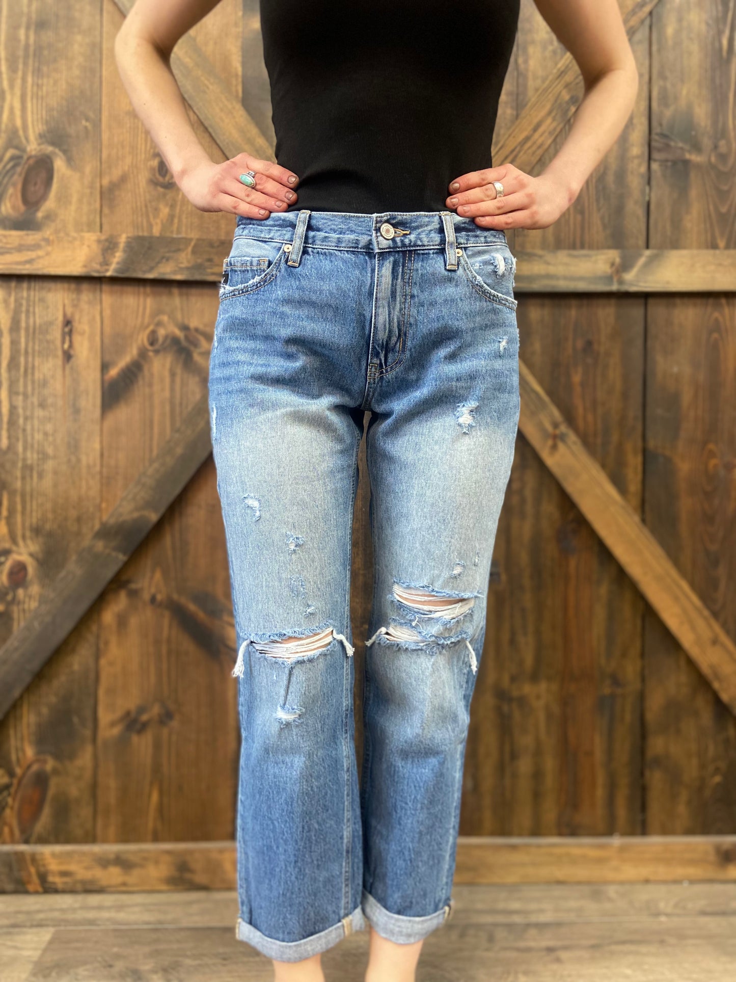 Kancan Mid Rise Classic Boyfriend Jeans