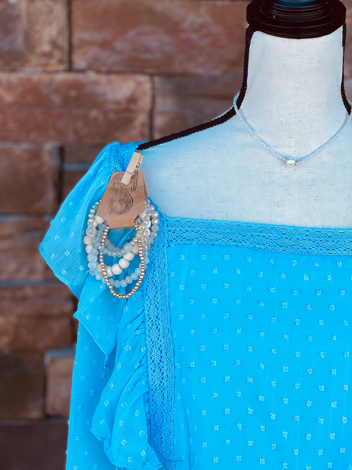 Swiss Dot L/S Top with Ruffles - Curvy