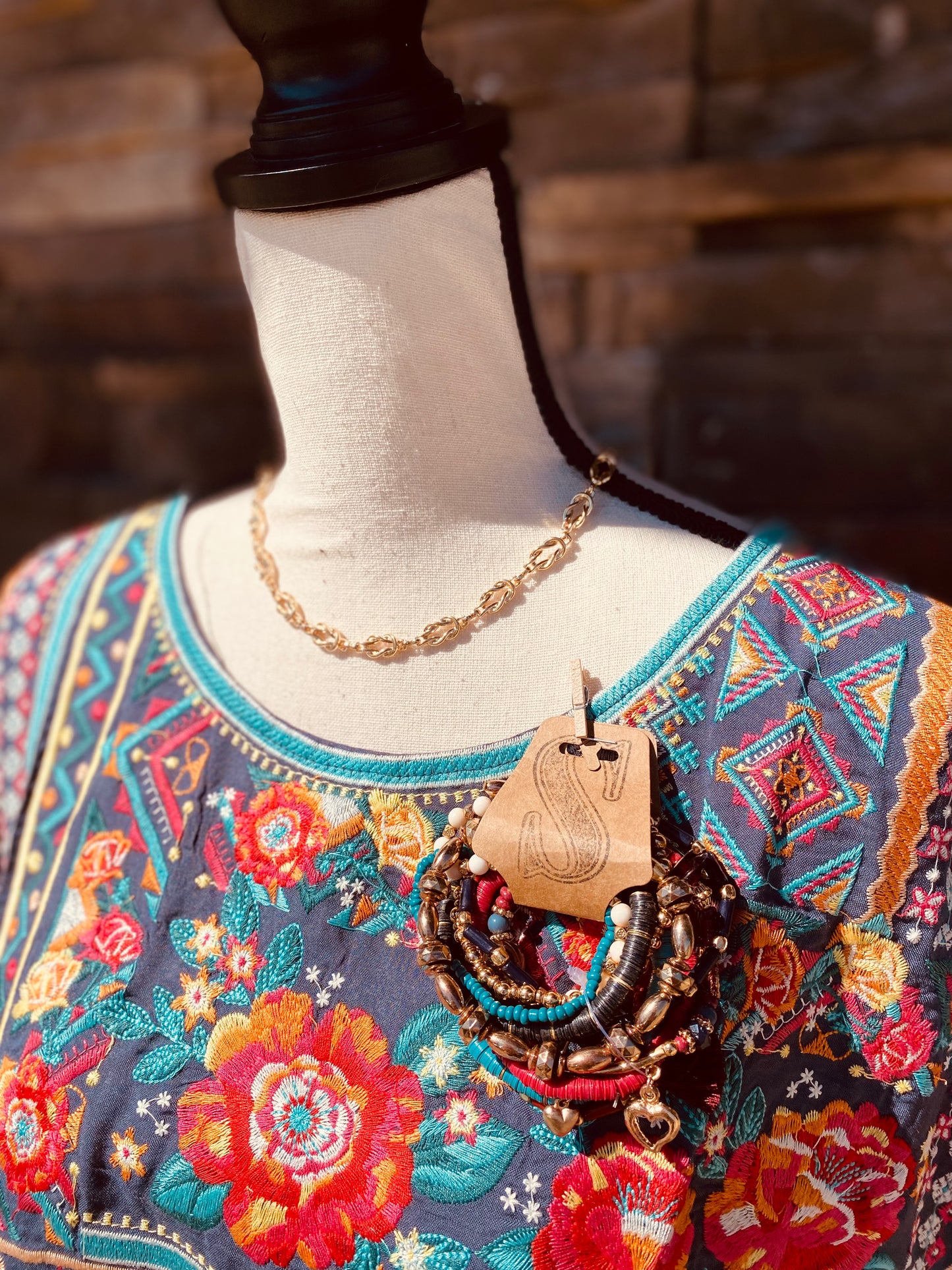 Floral Embroidered Round Neckline S/S Top - Curvy