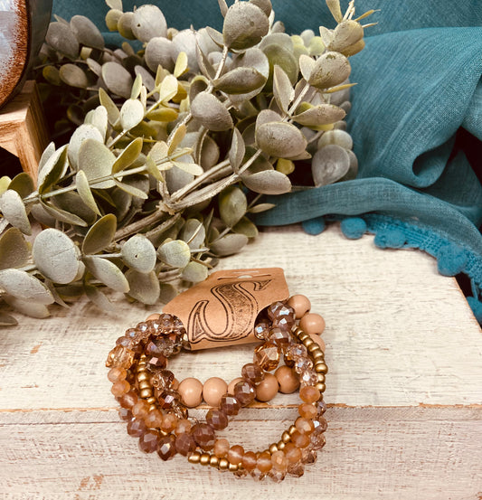 Wood & Crystal Bracelet Set