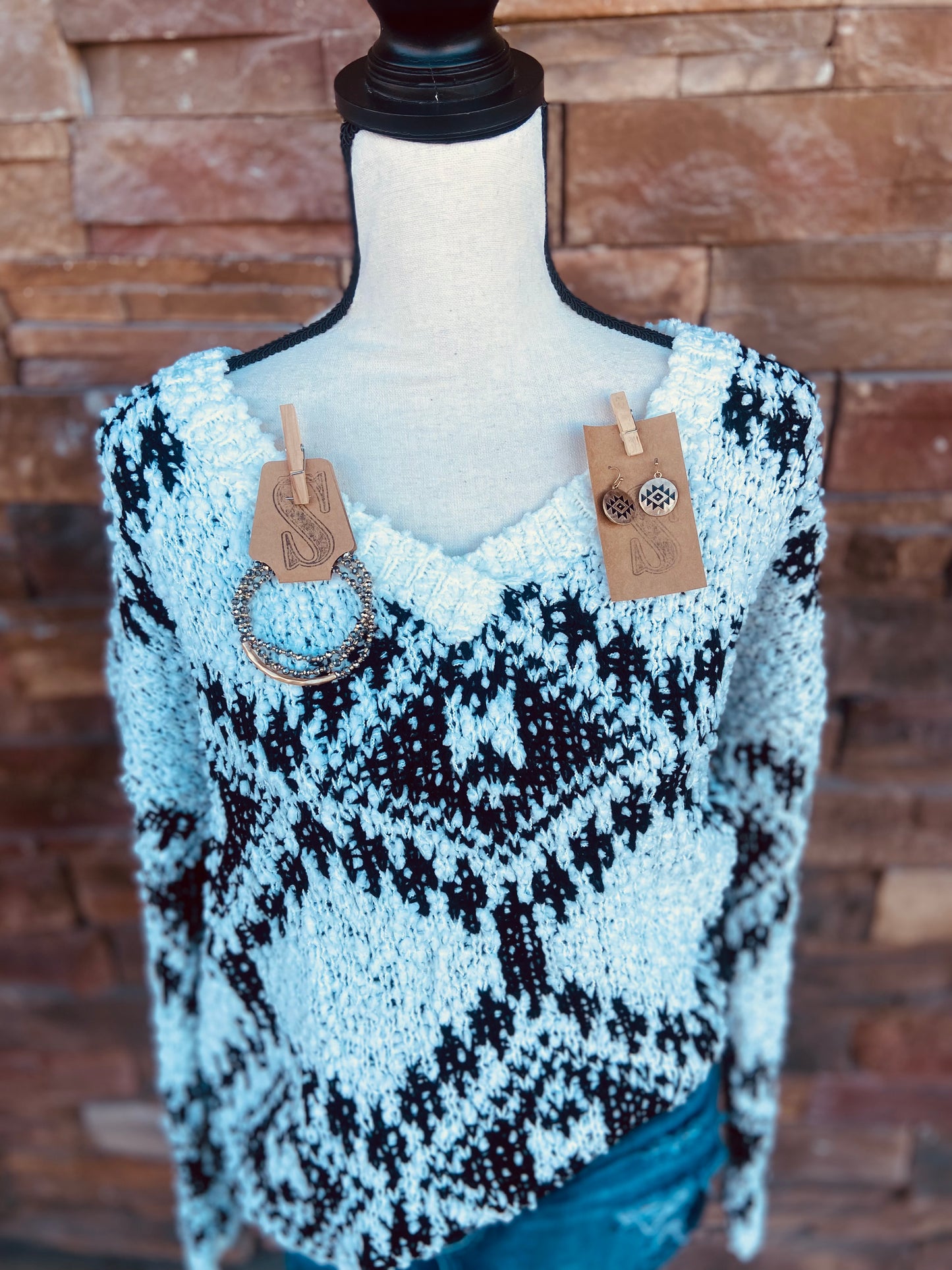 Black & White Print Sweater
