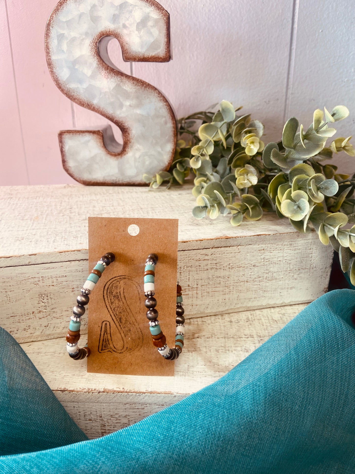 Western Navajo Beaded Hoop Earrings