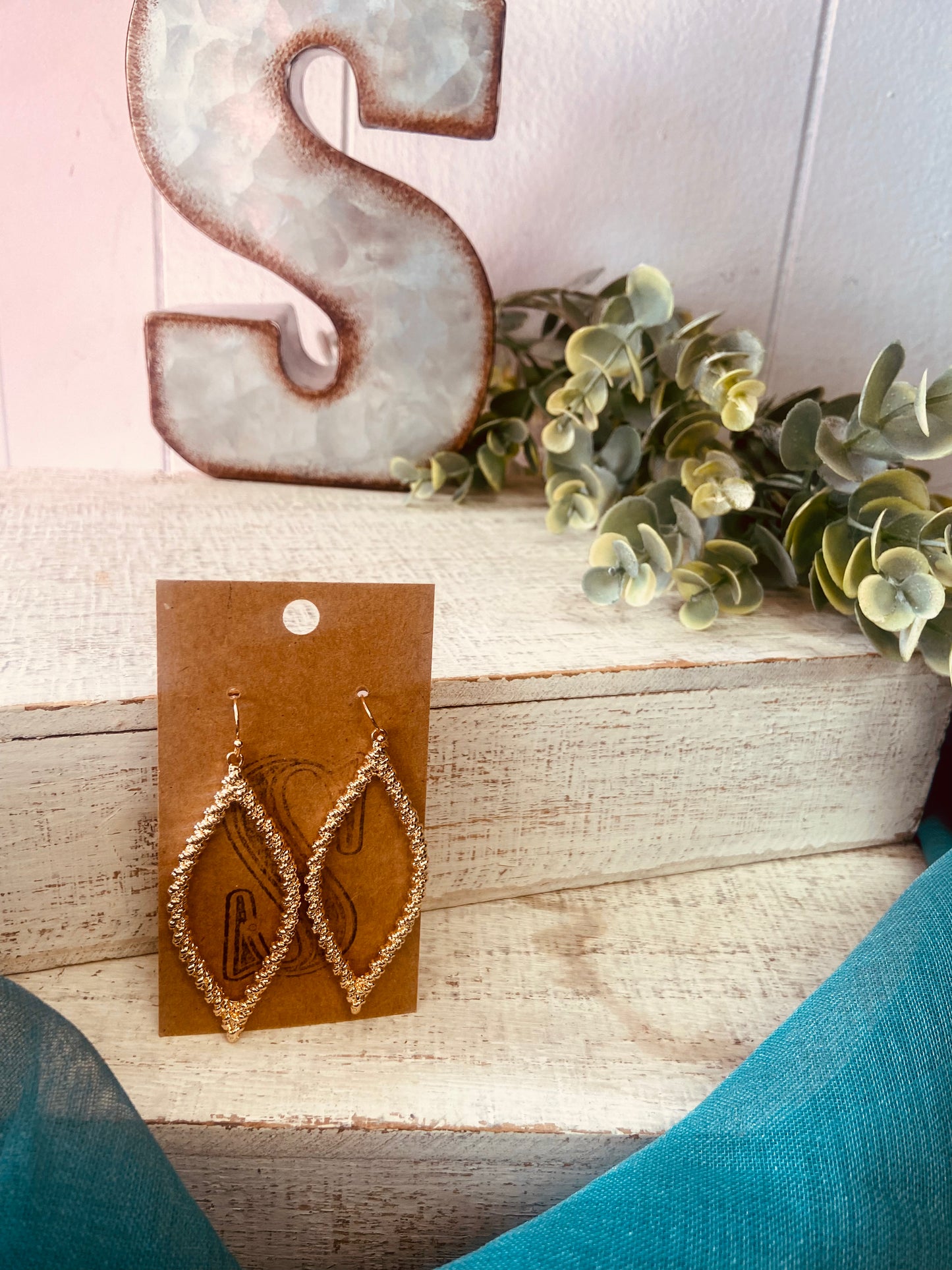 Gold Twisted Rope Teardrop Earrings