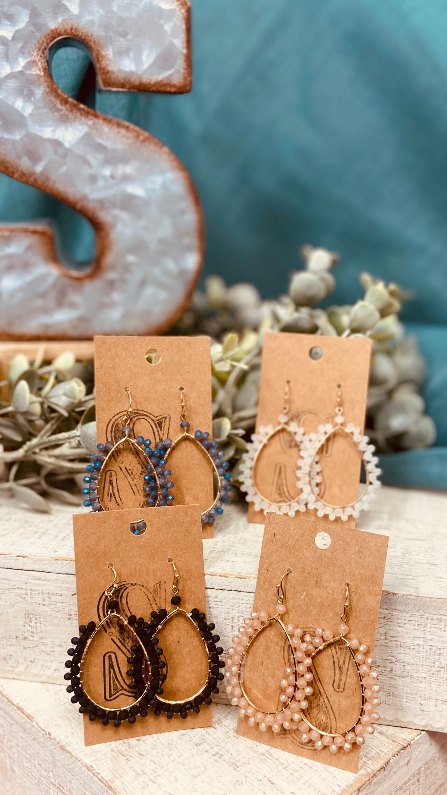 Charming Tear Drop Glass Bead Earrings