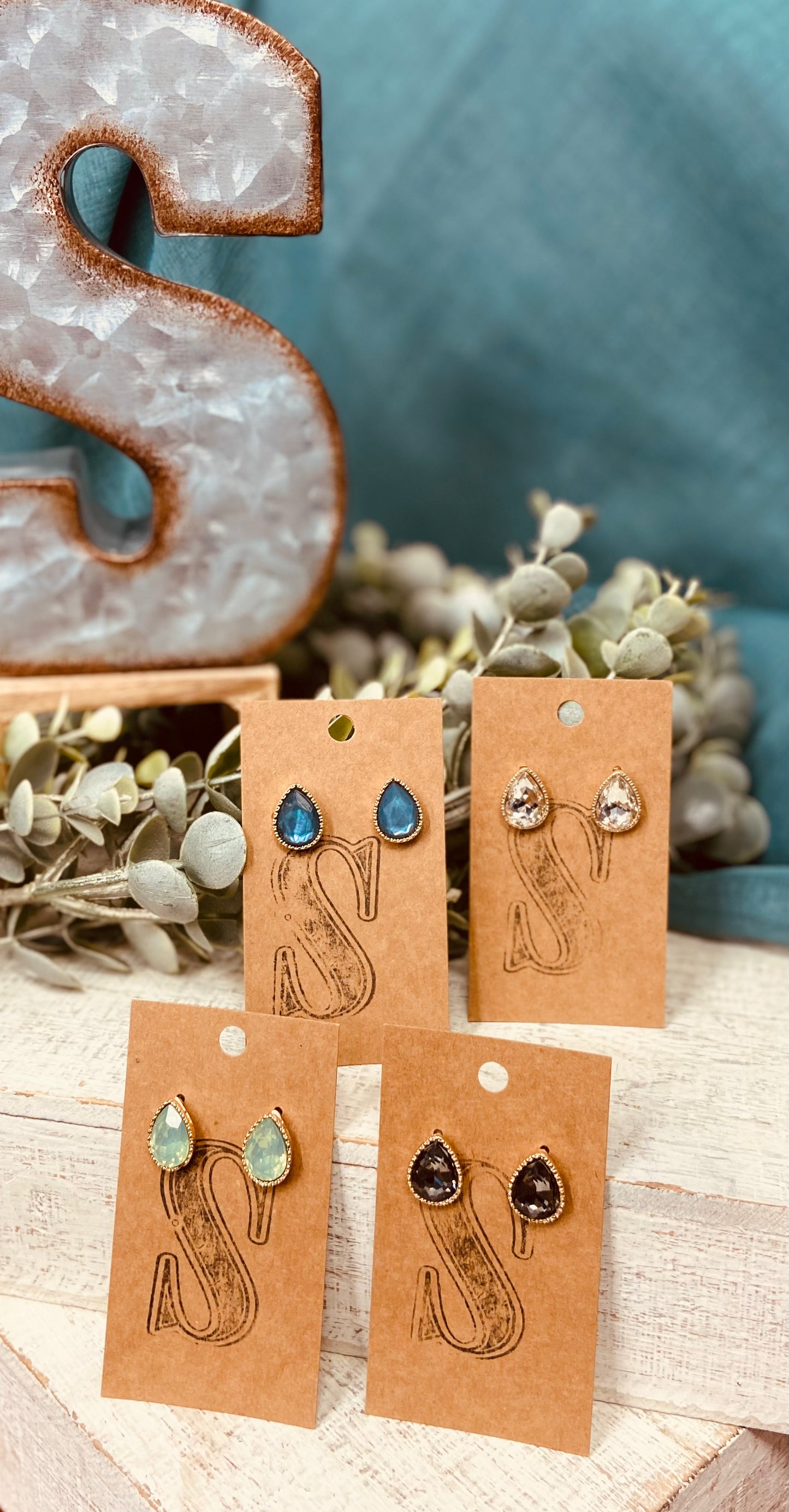 Elegant Glass Tear Drop Earrings