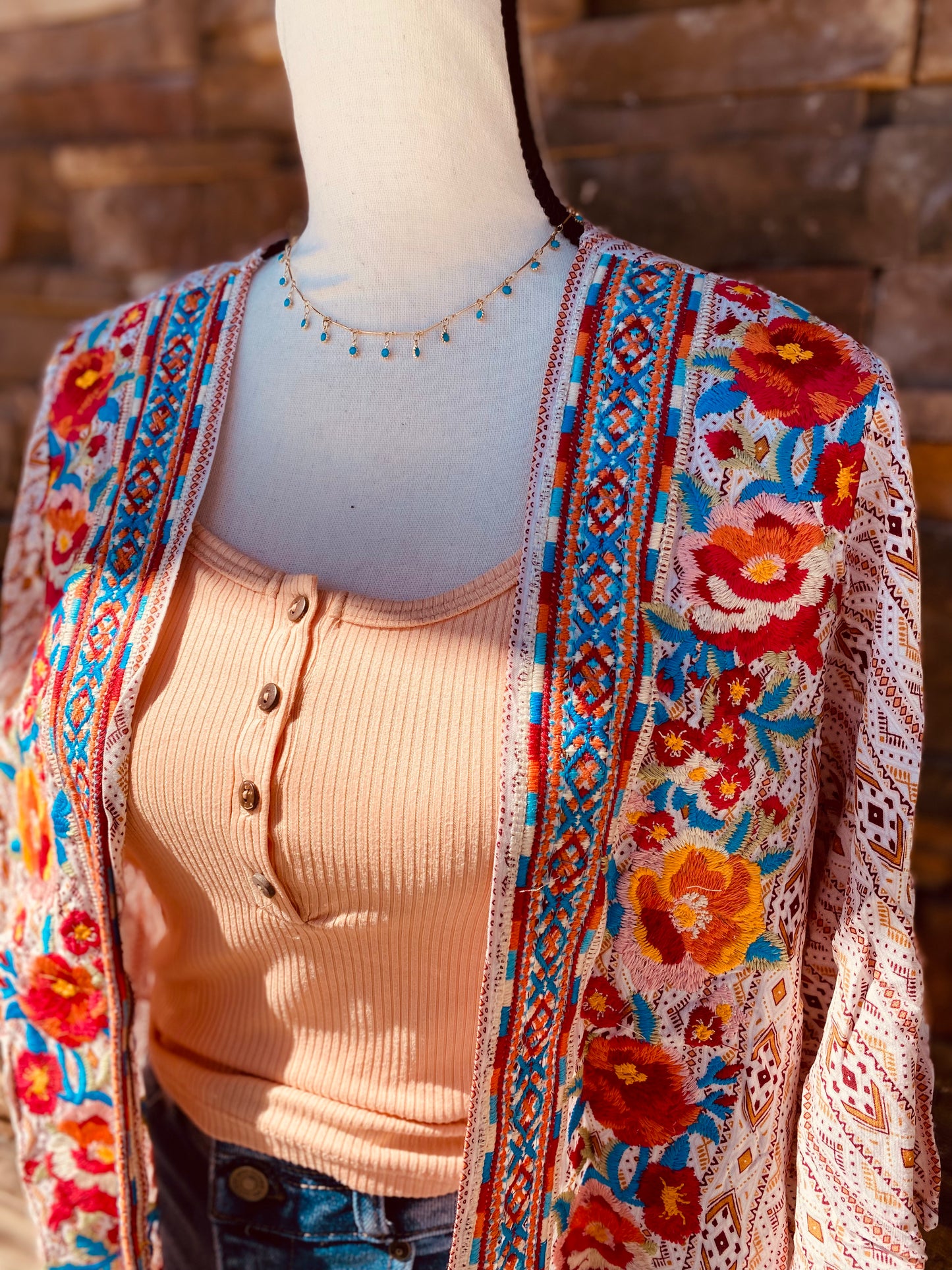 Floral Embroidered Kimono