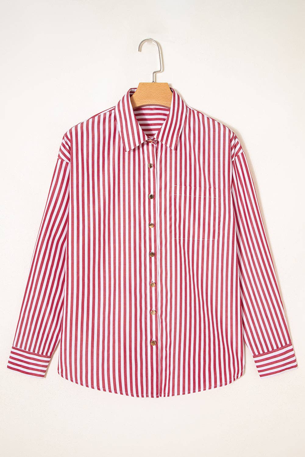 Long Sleeve L/S Red Stripe Pocket Shirt