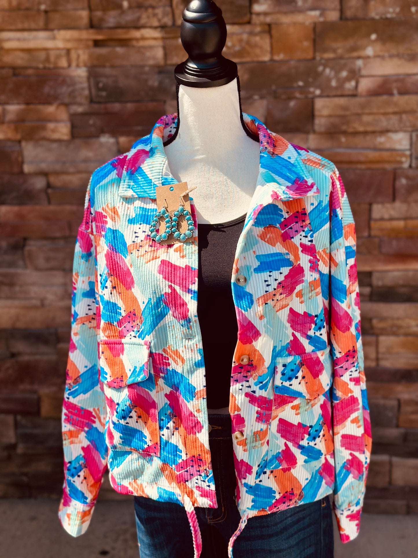 Curvy Multi Colored Print Jacket
