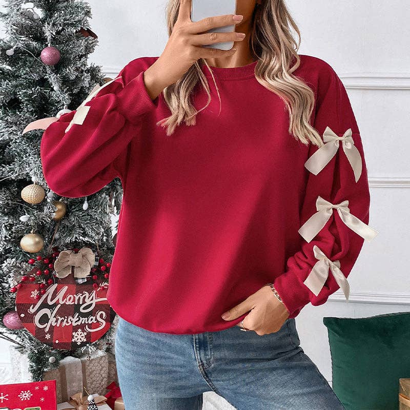 Crew Neck Pullover Top 3D Long Sleeve