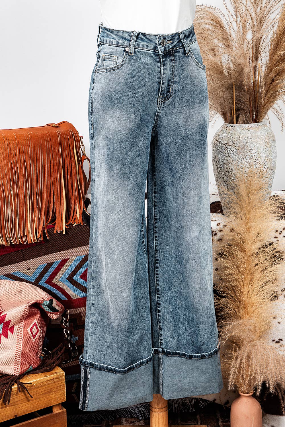 Fashion-W High Rise Button Zip Fly Medium Wash Jeans*4-16