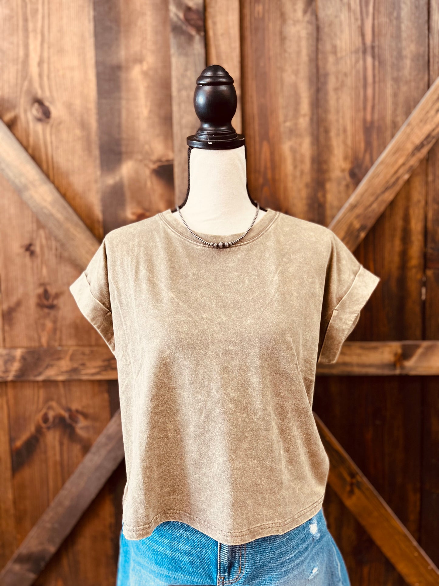 Washed Cotton Short Sleeve Top