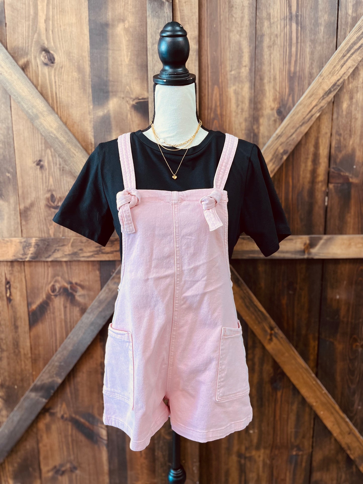 Washed Knot Strap Rompers