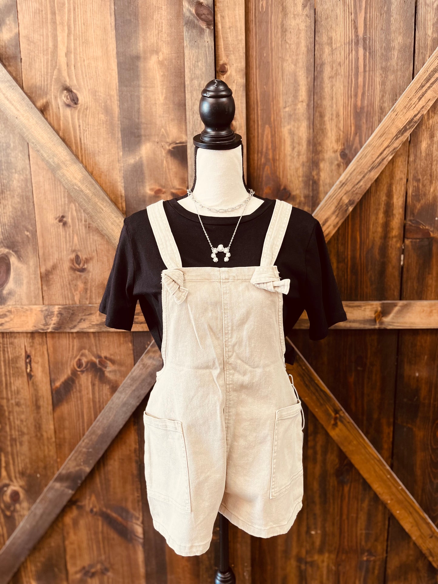 Washed Knot Strap Rompers