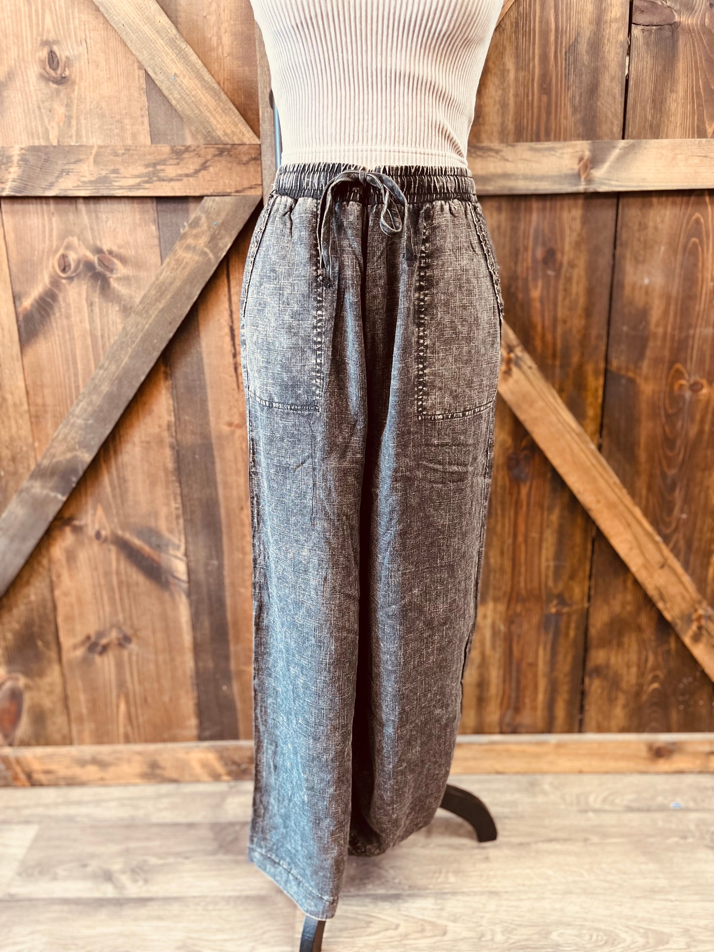 Acid Wash Linen Pants