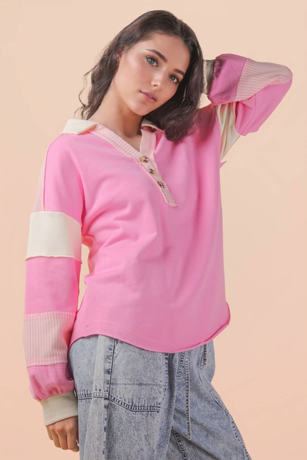 Color Block Oversized Casual Knit Top