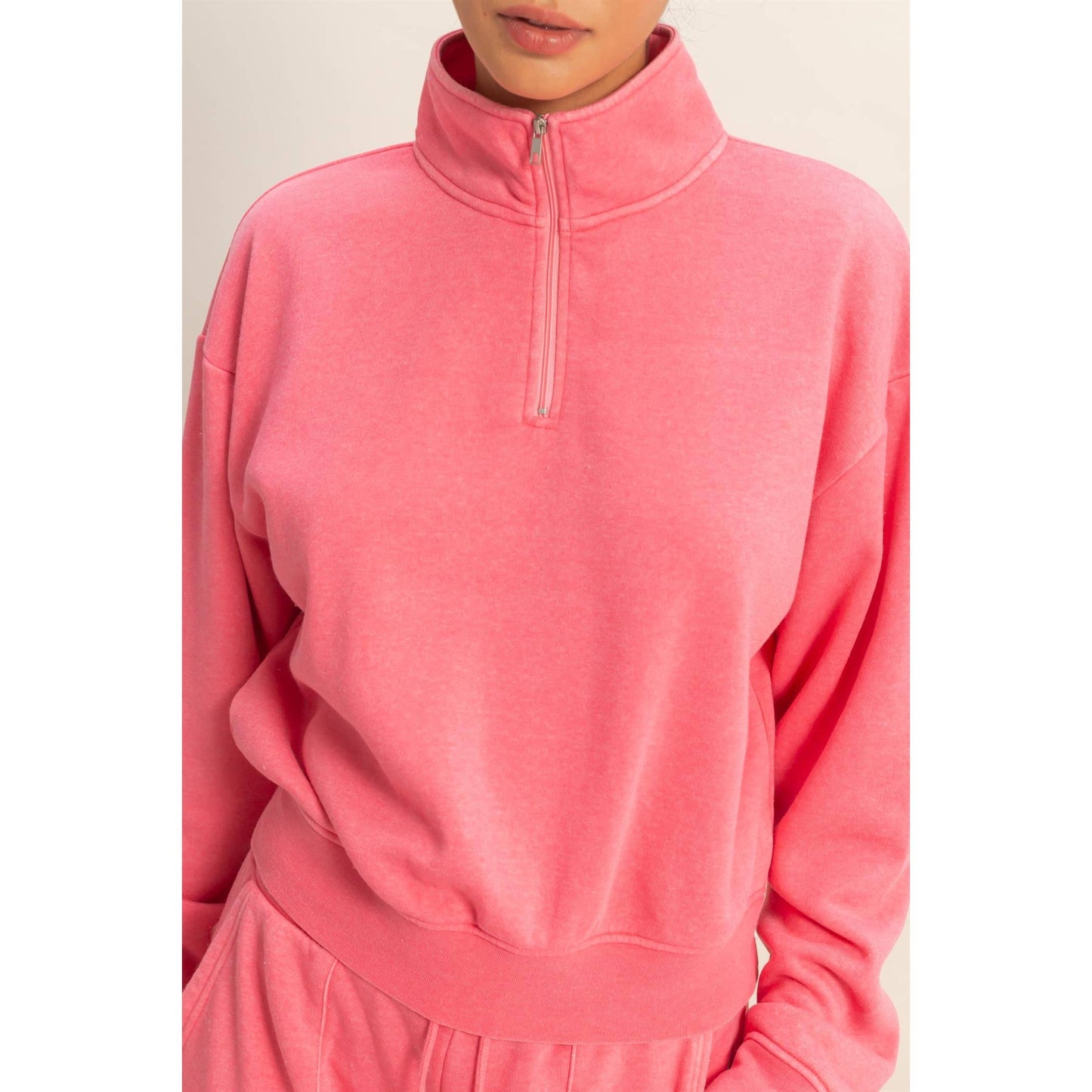 Half-Zip Burnout French Terry Pullover Top