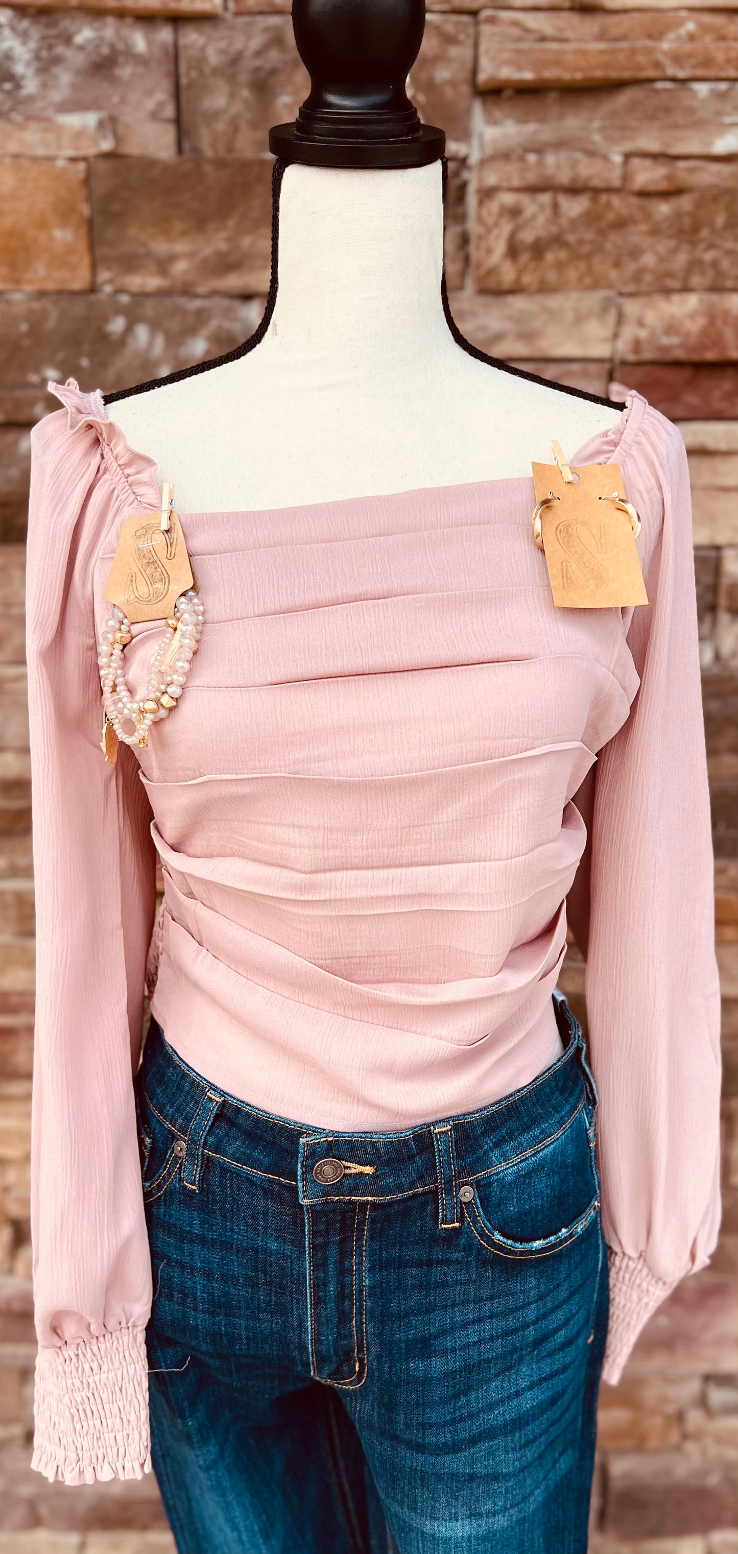 Ruched Woven Top Mauve