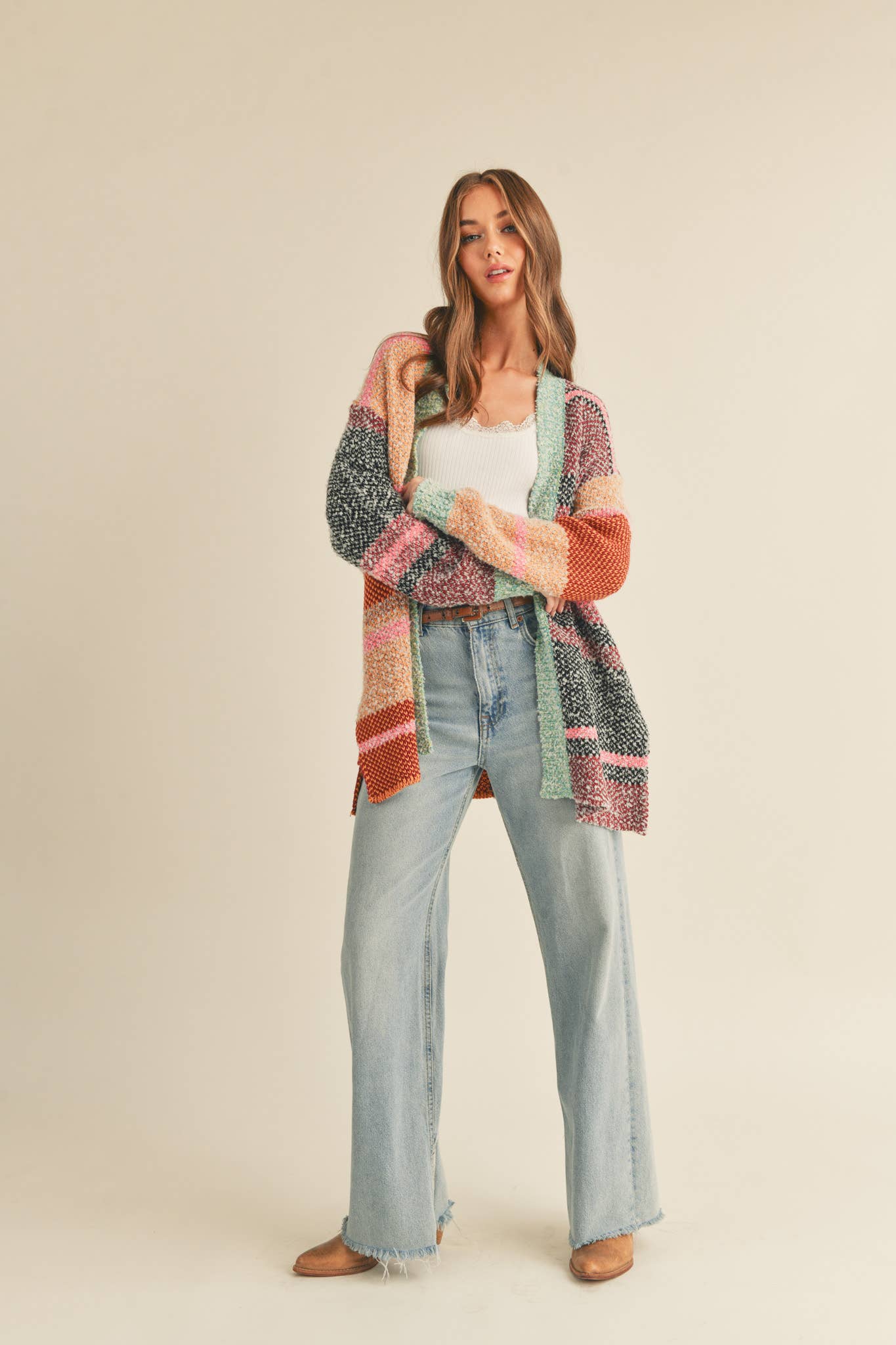 COLOR BLOCK CARDIGAN