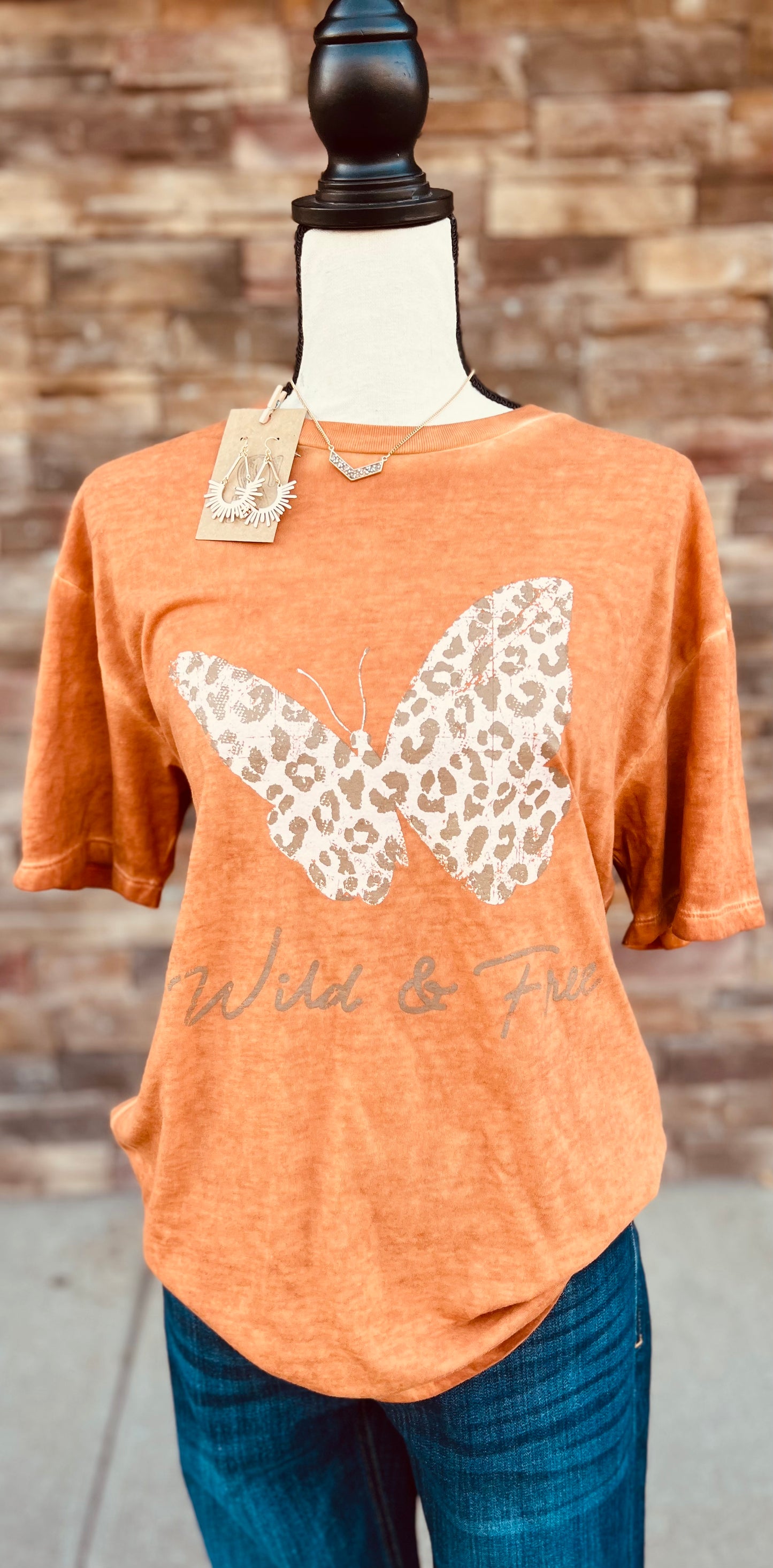 Orange Butterfly Graphic Tee