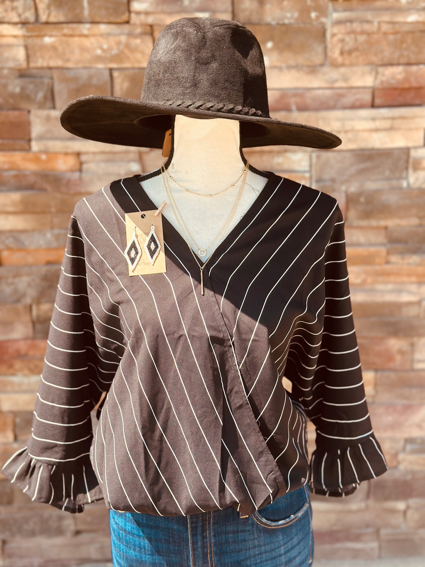 Casual Striped Woven Top