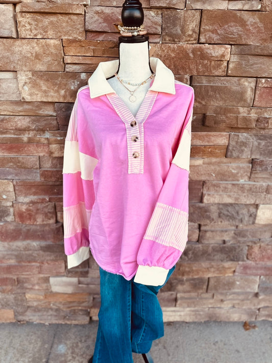 Color Block Oversized Casual Knit Top