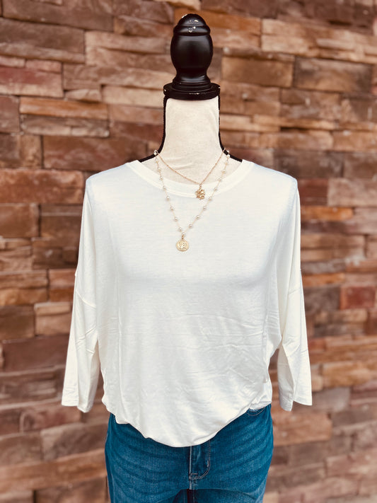 Relaxed Fit 3/4 Sleeve Top