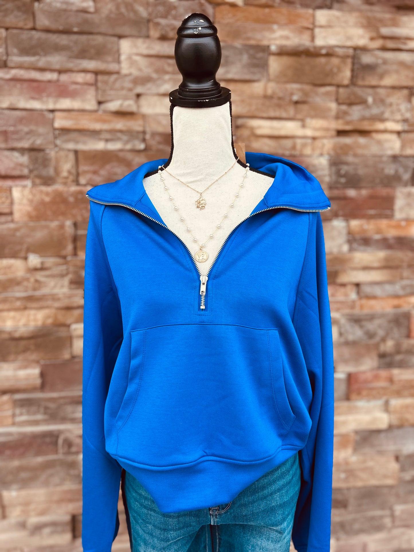 Half-Zip Collar Pullover Long Sleeve Top