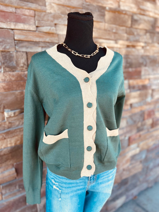 SCALLOPED SWEATER CARDIGAN MSW11241