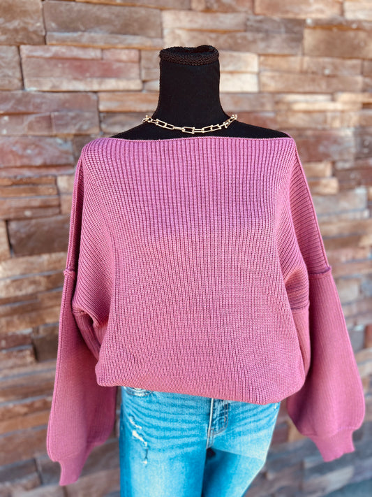 BOAT NECK BUBBLE SLEEVE SWEATER MSW8147