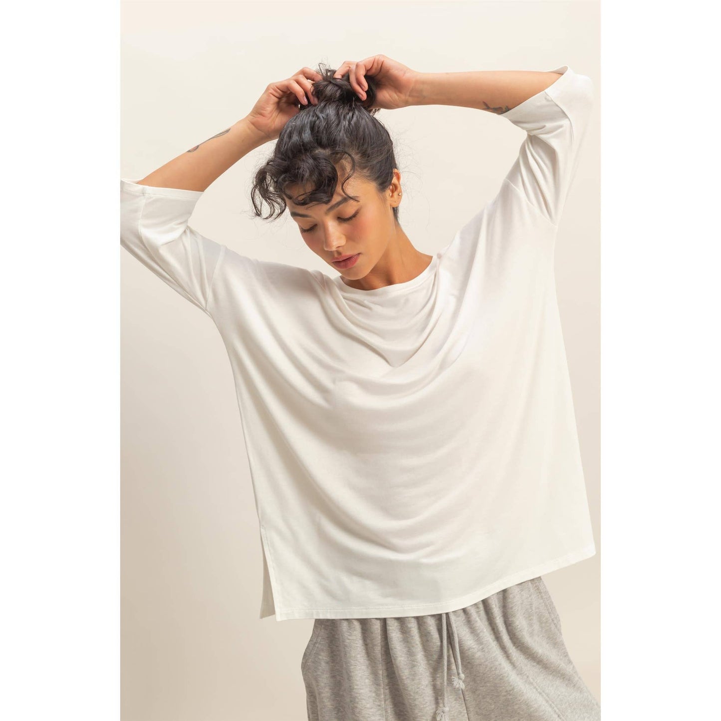 Relaxed Fit 3/4 Sleeve Top