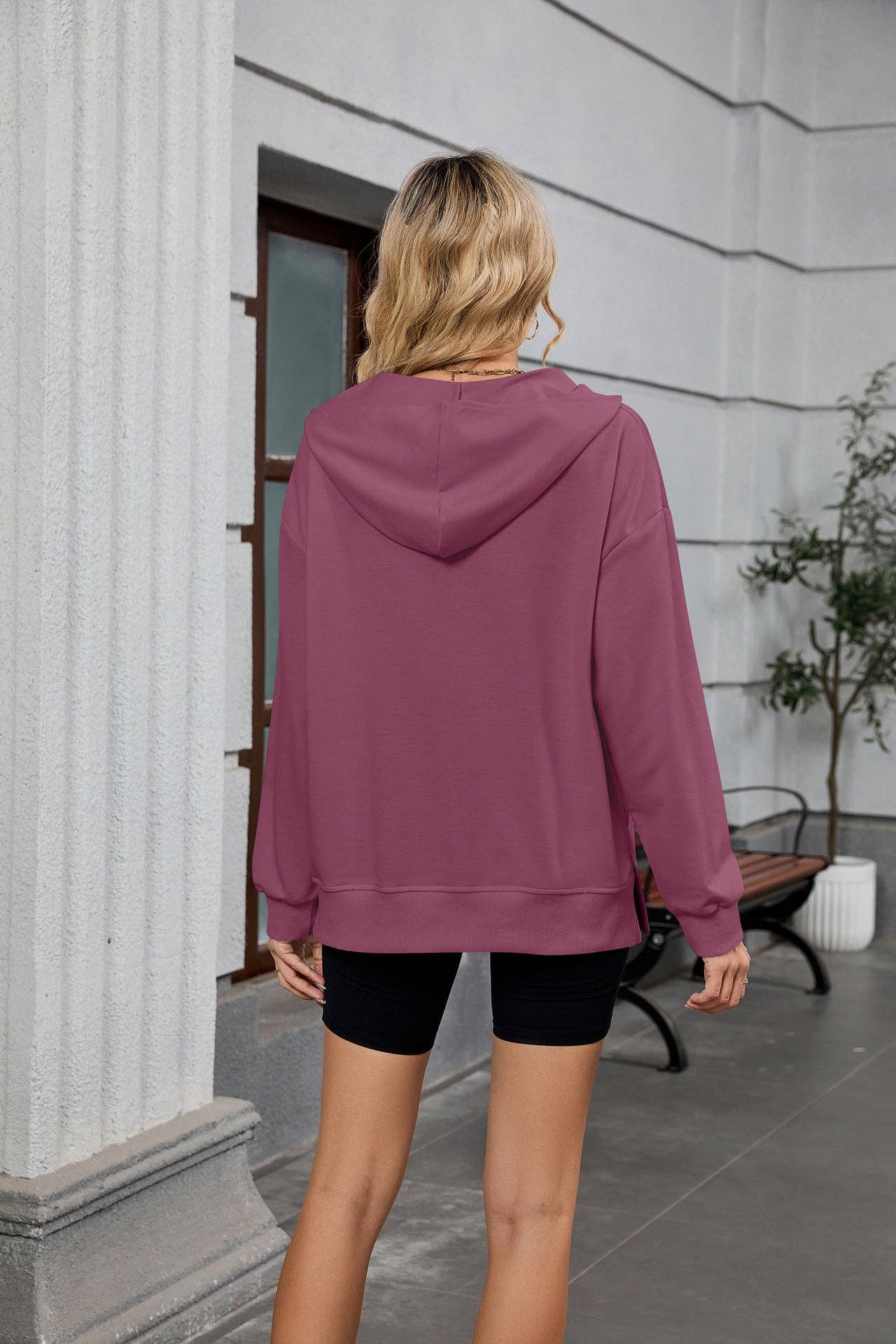 Women’s Half-Zip Hoodie with Kangaroo Pocket | Oversized Pullover