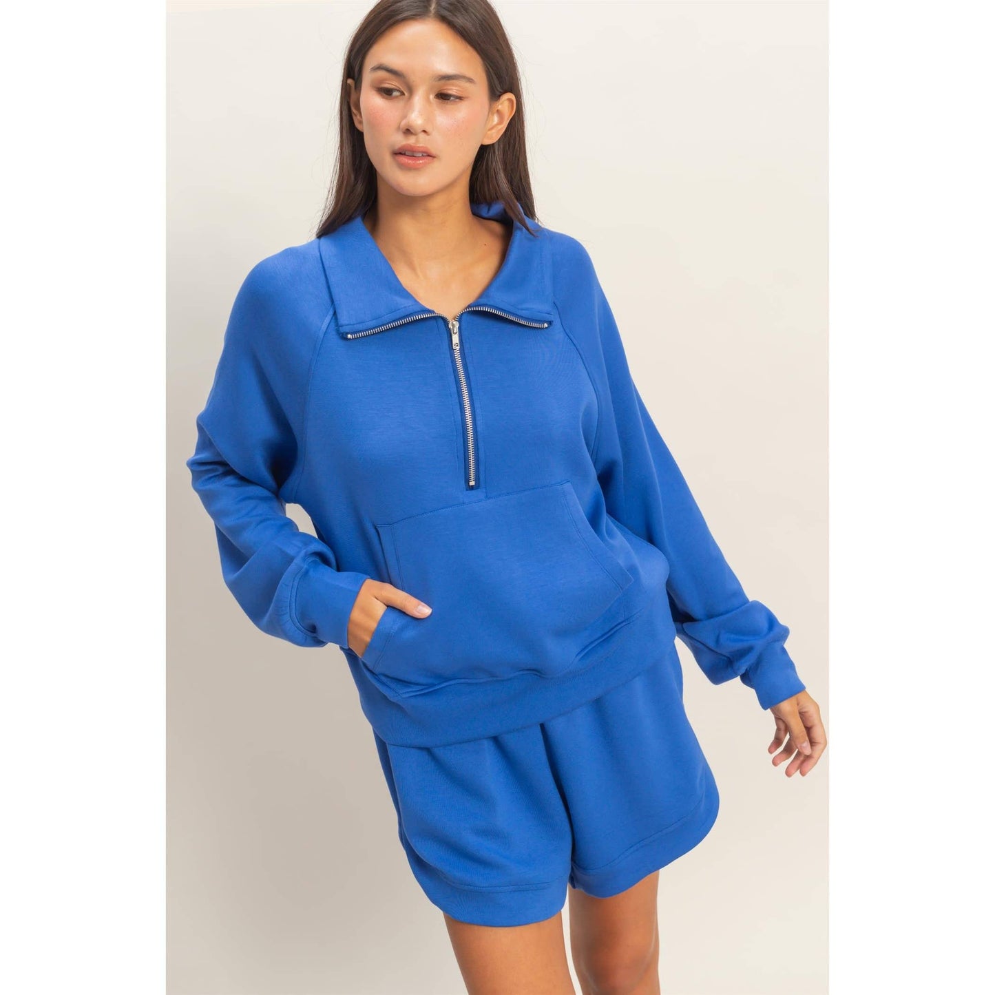 Half-Zip Collar Pullover Long Sleeve Top