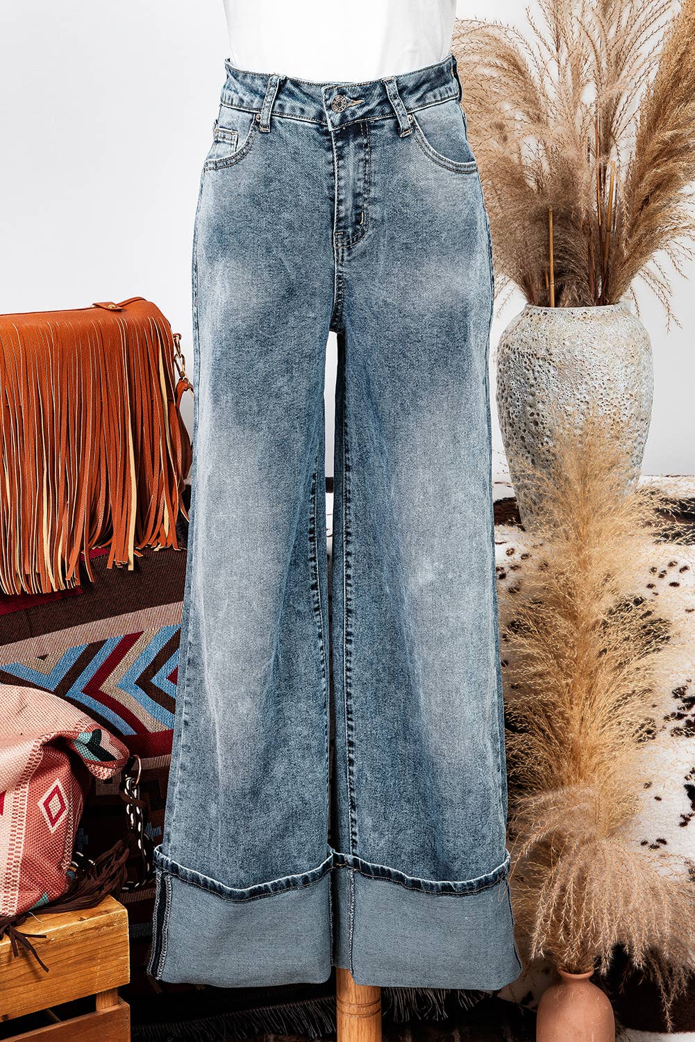 Fashion-W High Rise Button Zip Fly Medium Wash Jeans*4-16