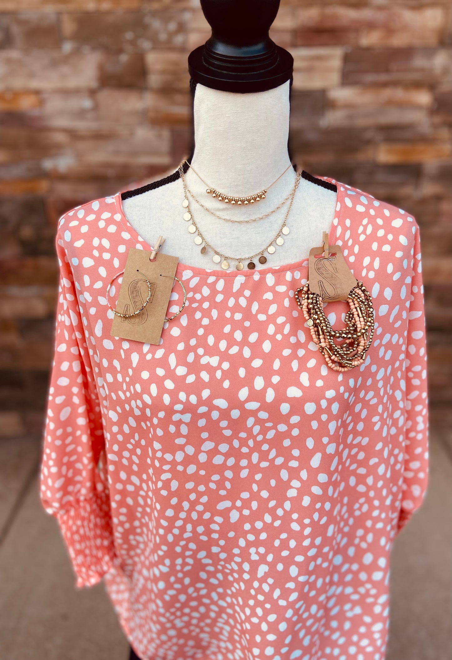Coral Soft Dotted Top