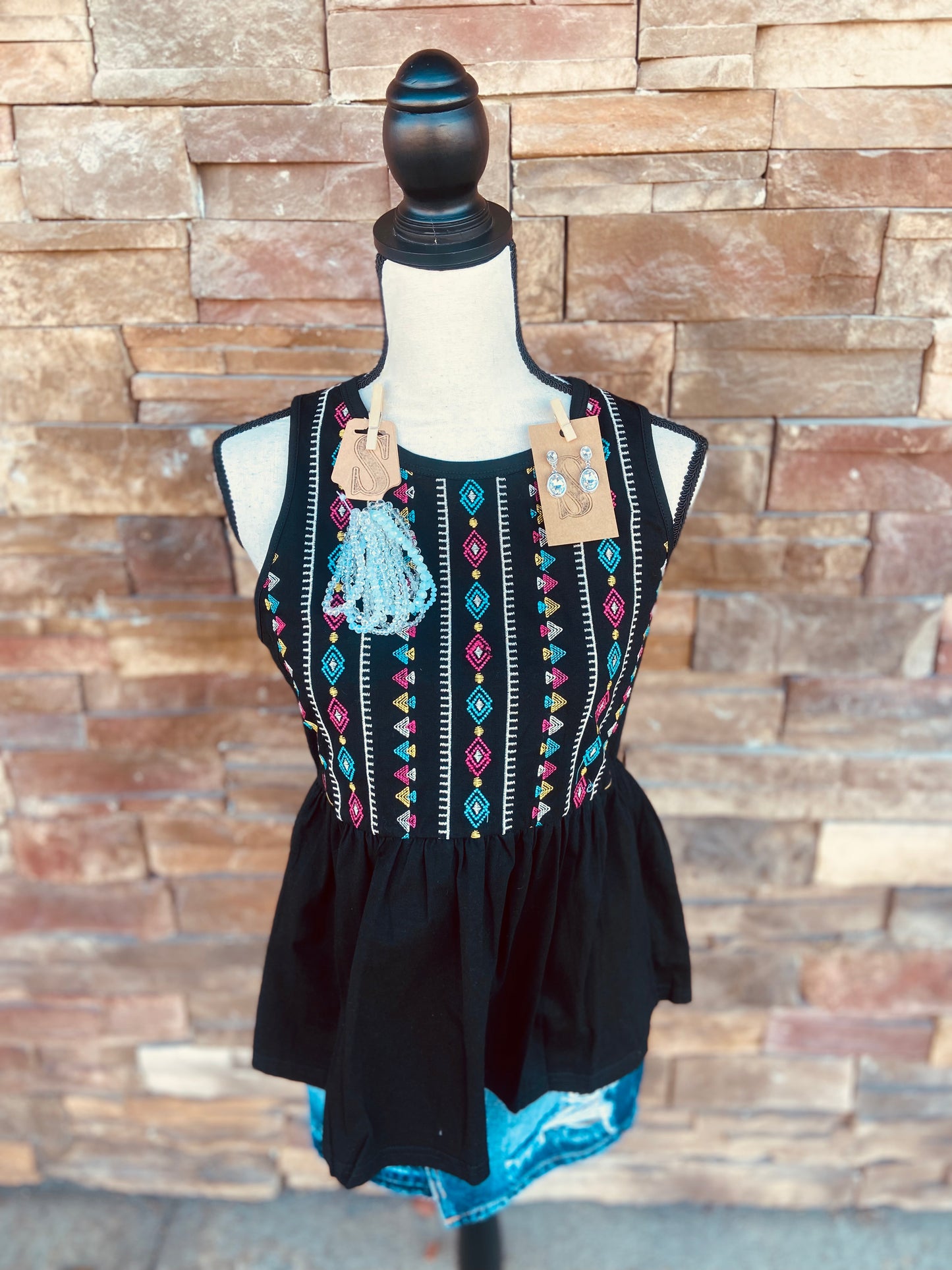 Embroidered Babydoll Tank Top
