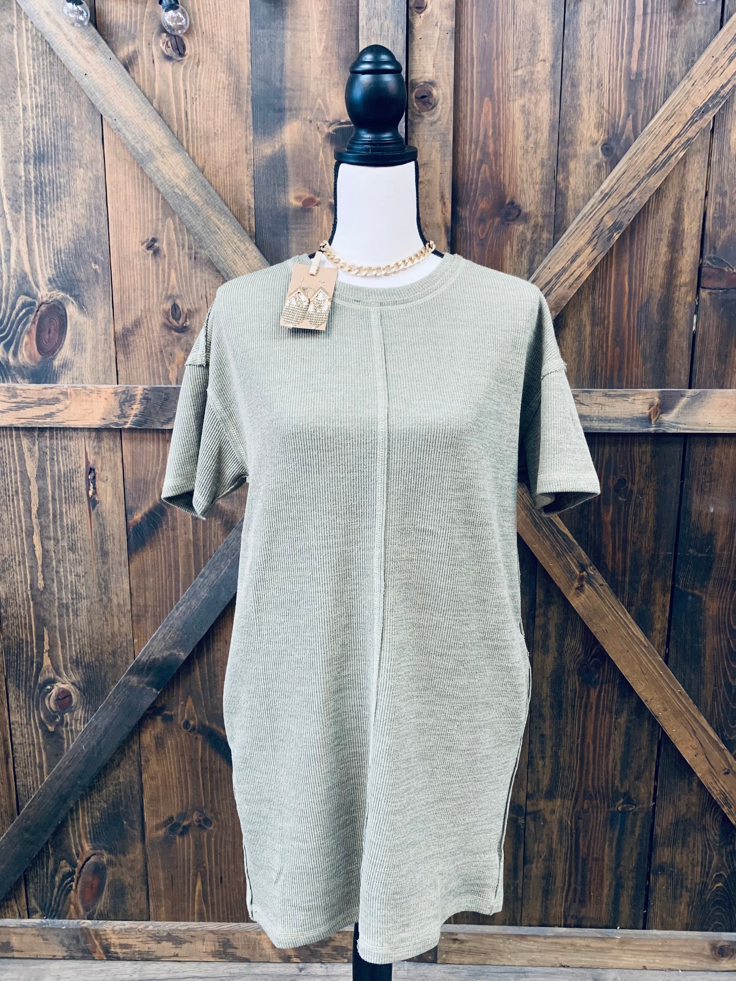 Solid Comfy Dress with Pockets