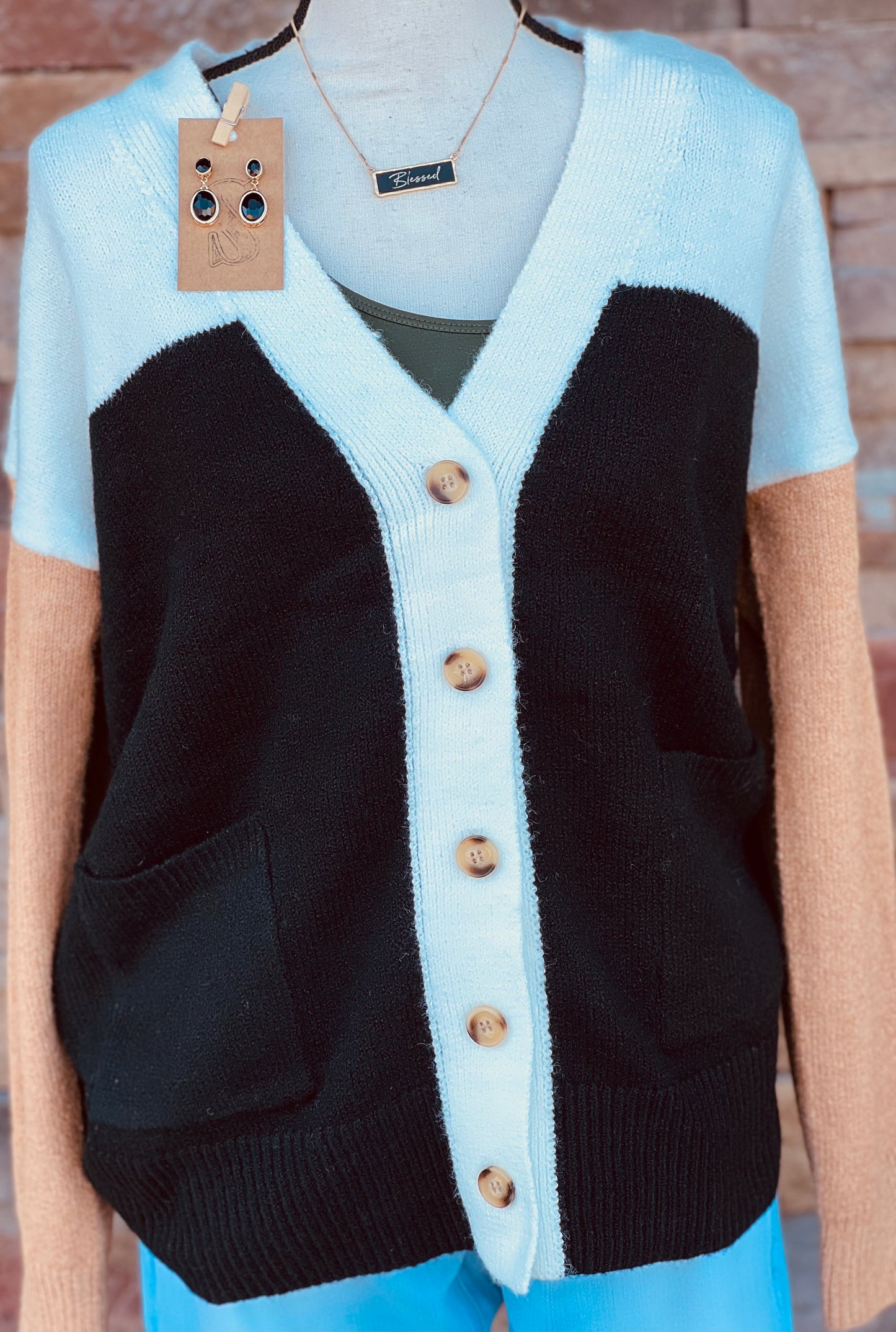 Colorblock Button Cardigan