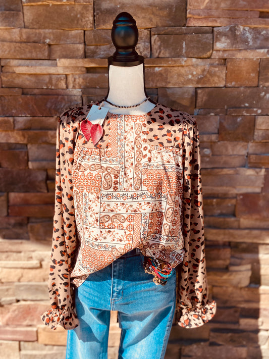 Patchwork Leopard L/S Top